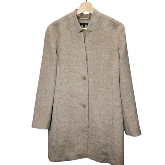 EILEEN FISHER Sheared Suri‎ Alpaca Notched Collar Car Coat 3/4 Length - Picture 8 of 10